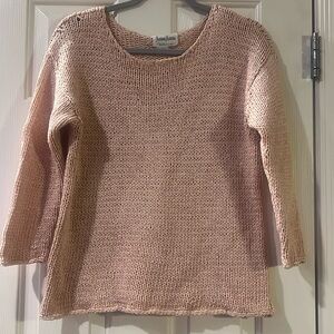 Blush pink cotton sweater by Neiman Marcus